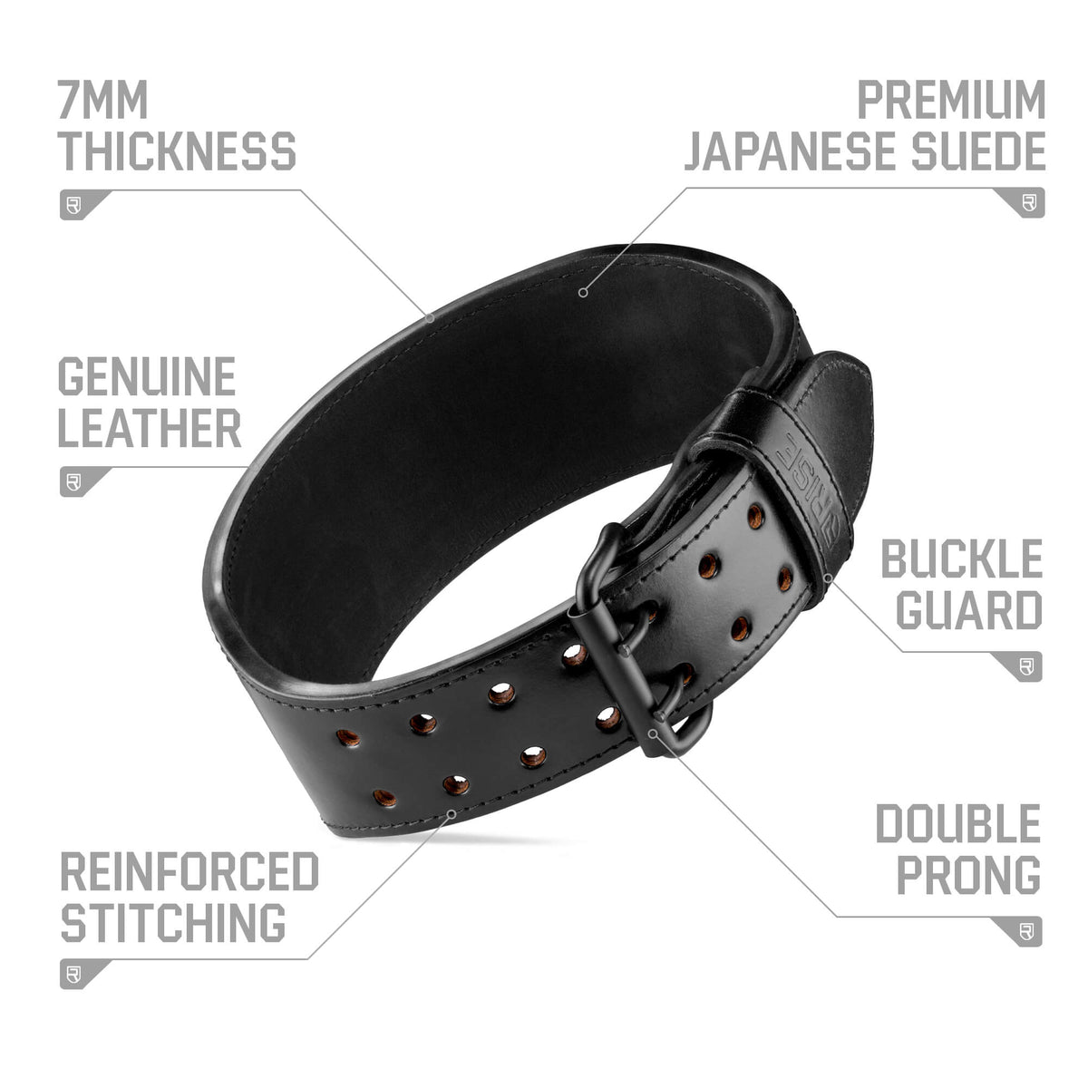 Premium 7mm Old School Leather Belt - Black - Rise