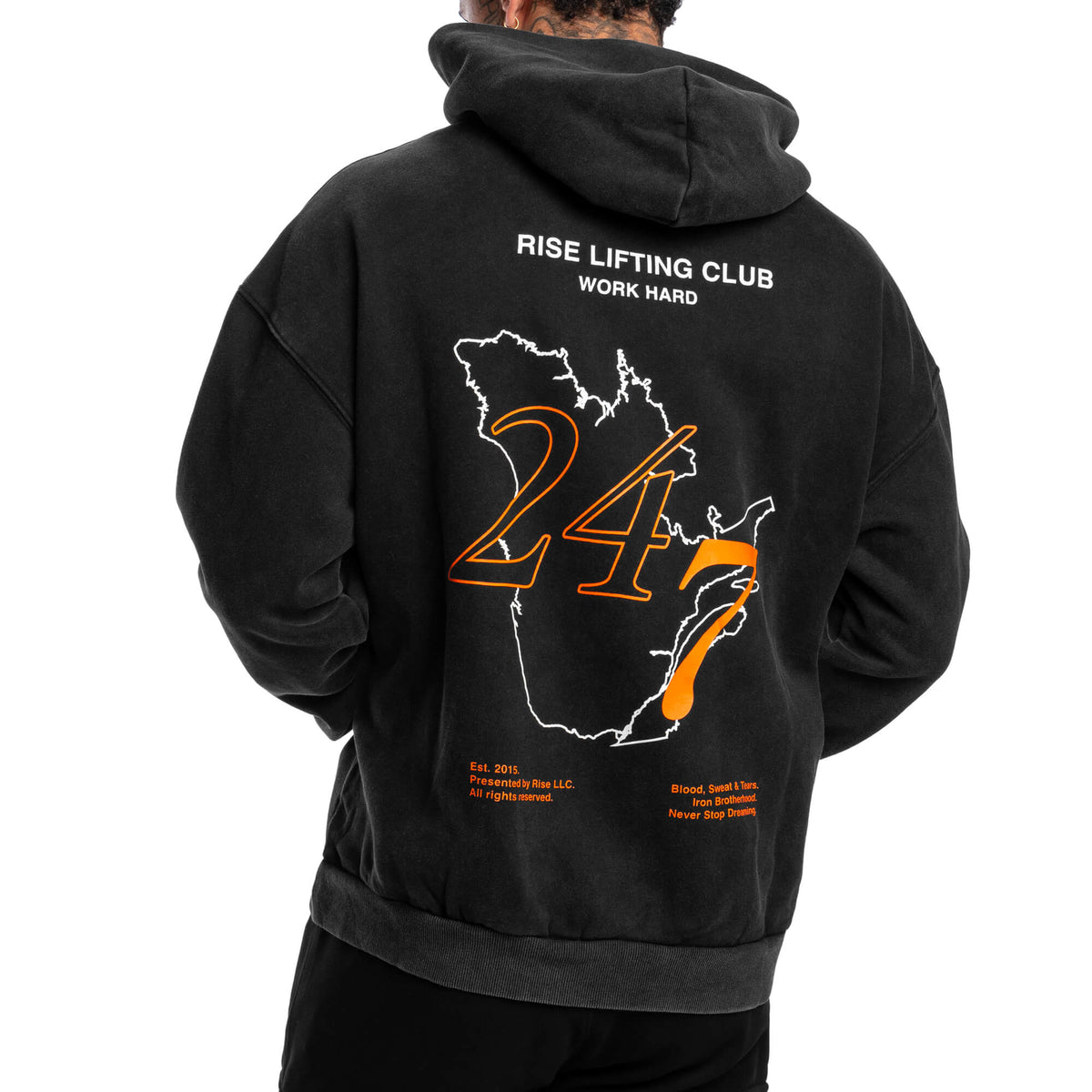 24/7 Oversized Hoodie Black Rise1