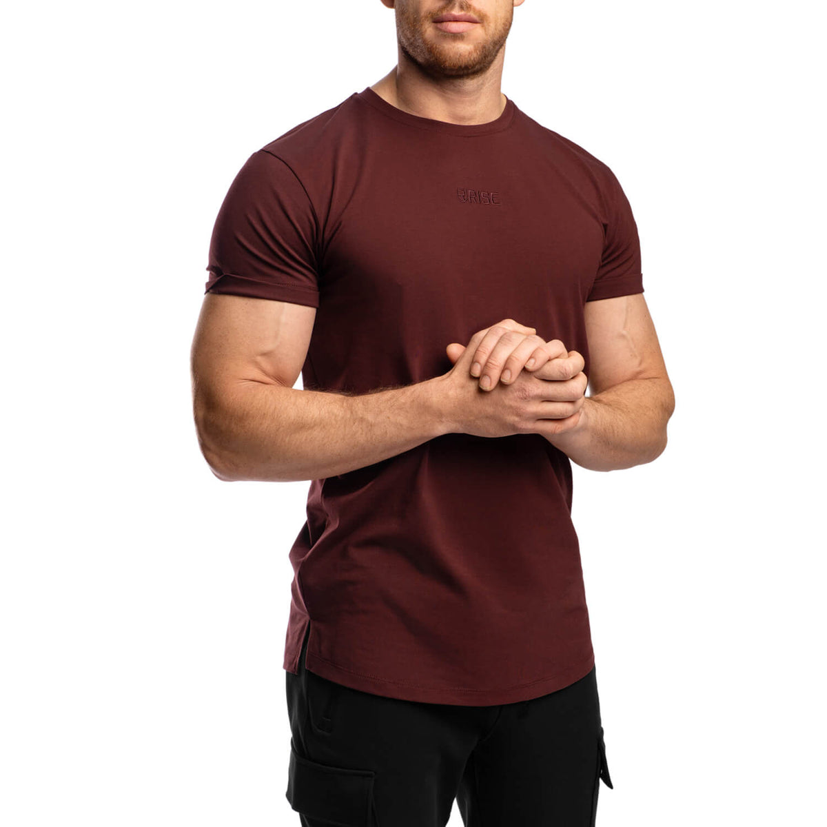 Elite Roll Up Sleeves T-Shirt - Burgundy