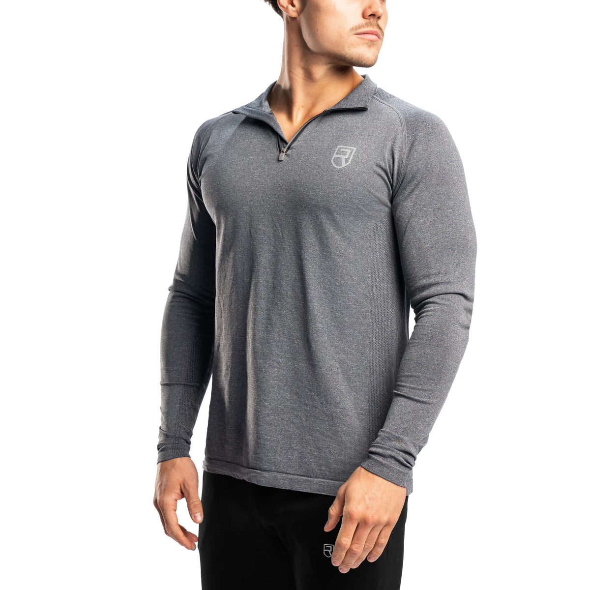 Premium Seamless 1/4 Zip Pullover – Charcoal Marl
