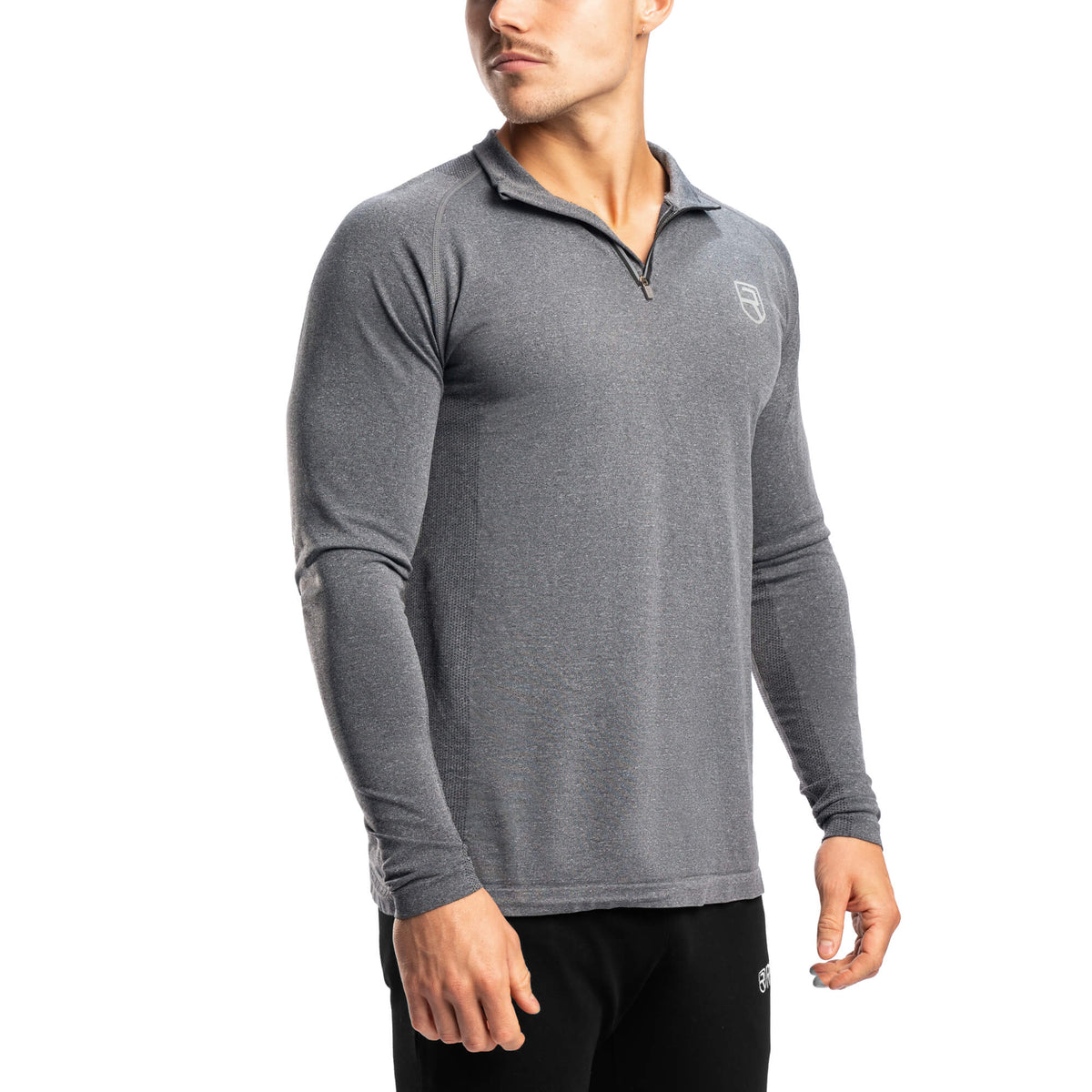 Premium Seamless 1/4 Zip Pullover – Charcoal Marl