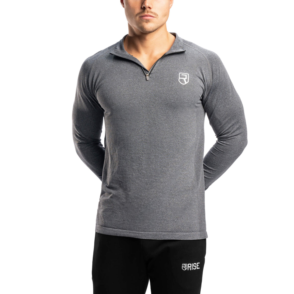 Premium Seamless 1/4 Zip Pullover – Charcoal Marl