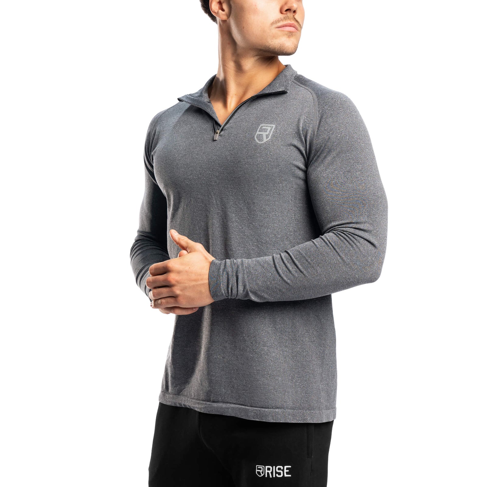 Premium Seamless 1/4 Zip Pullover – Charcoal Marl