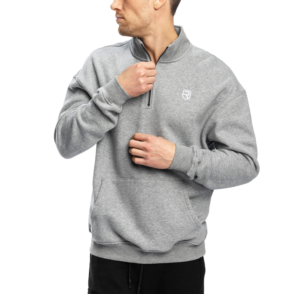 【楽ギフ_包装】 Zip Half Crew Comfy - Rise - Marl Grey Light トップス