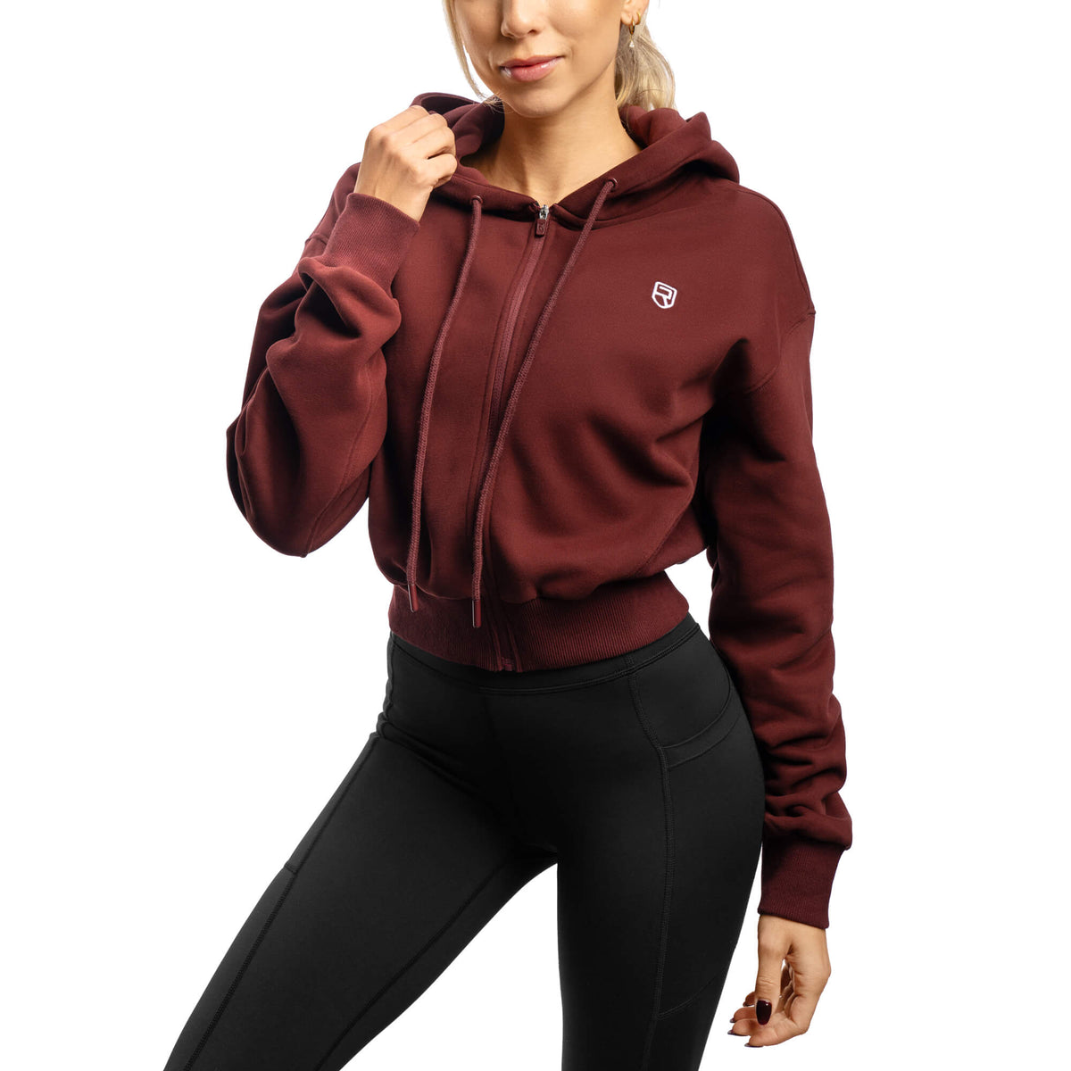 Comfy Crop Zip Hoodie - Burgundy