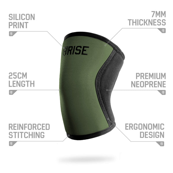 7mm Knee Sleeves (25cm) - Green - Rise