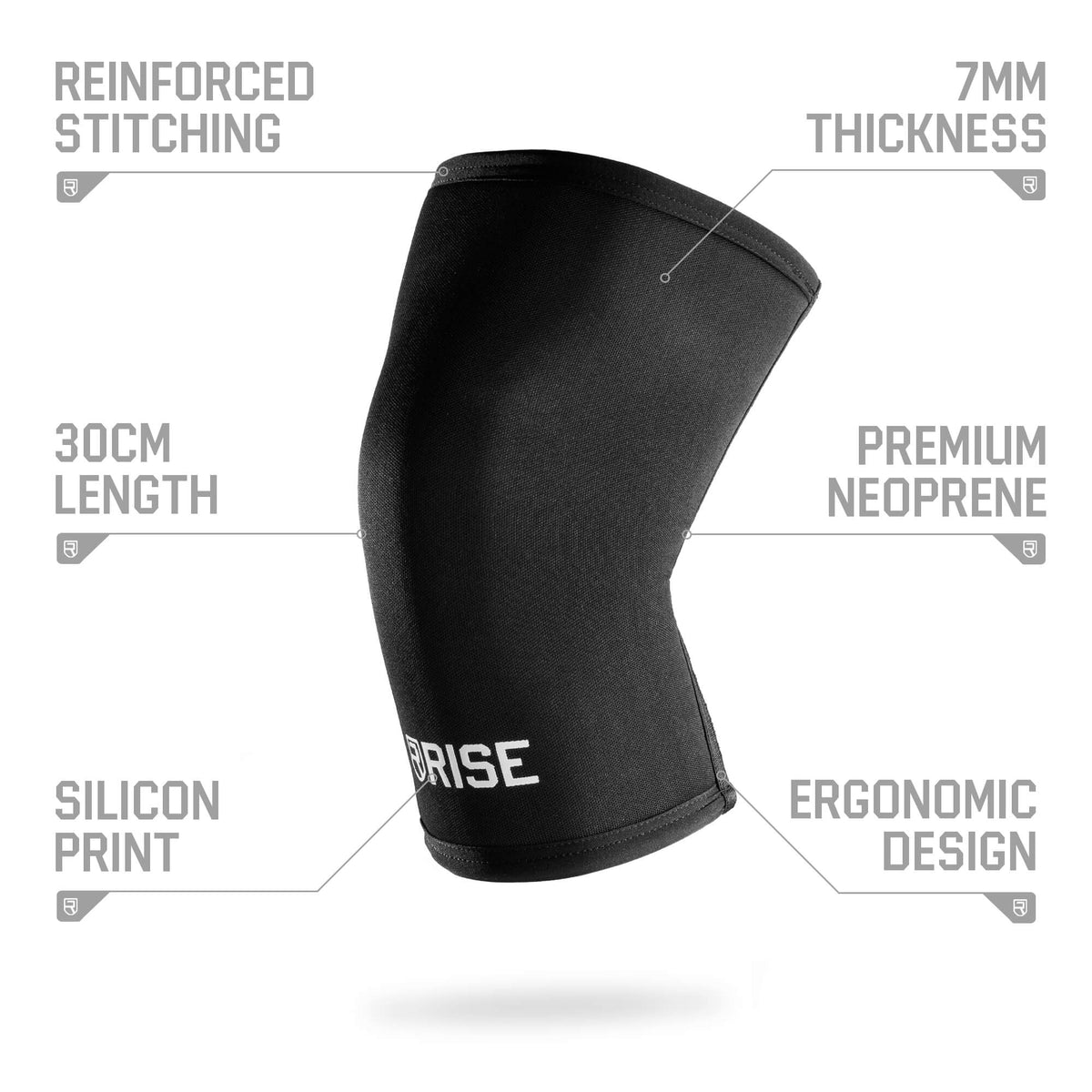 7mm Knee Sleeves (30cm) - Black Optic