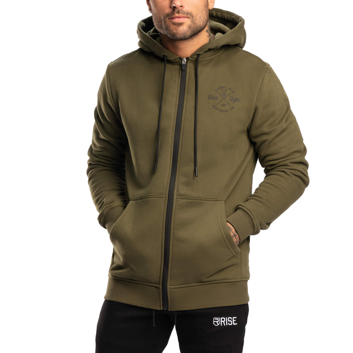 Barbell Club Full-Zip Hoodie - Army Green