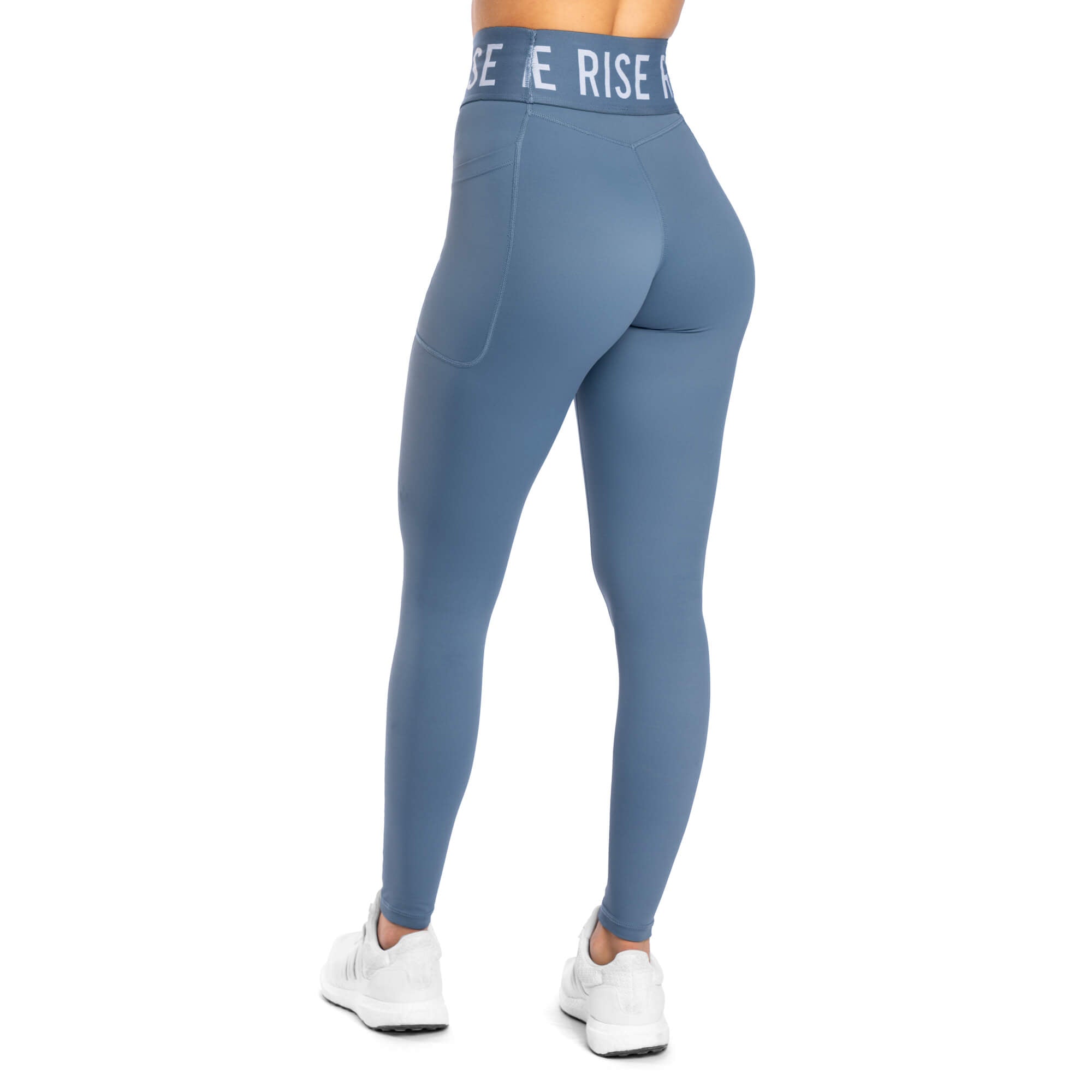 Spirit High Waisted Pockets Leggings - Storm Blue - Rise