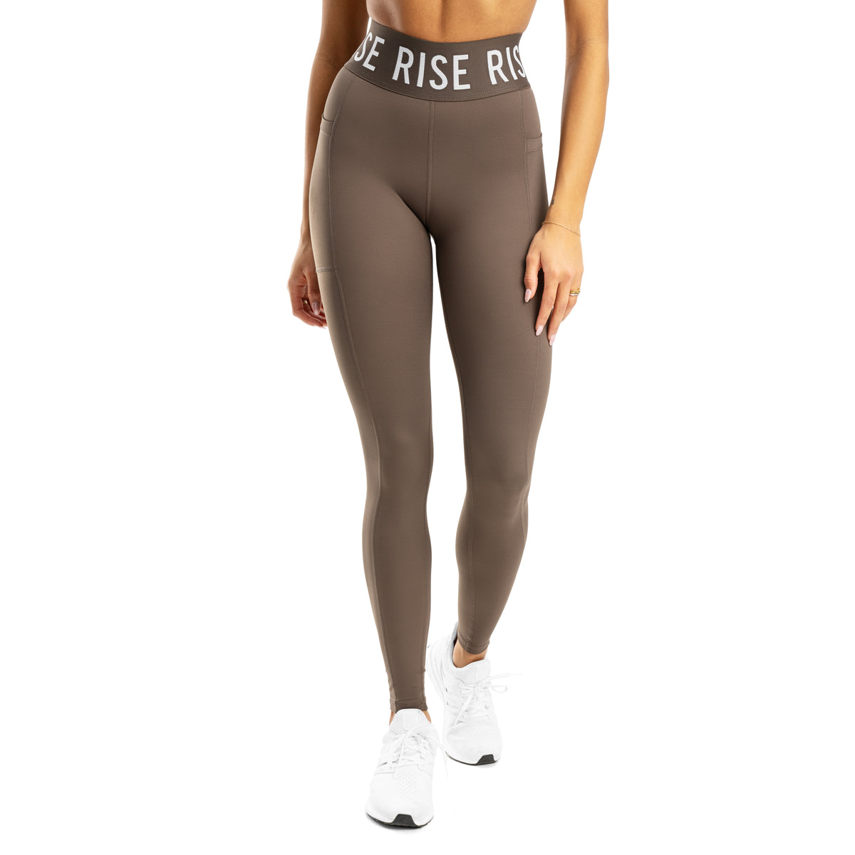 Spirit High Waisted Pockets Leggings - Taupe