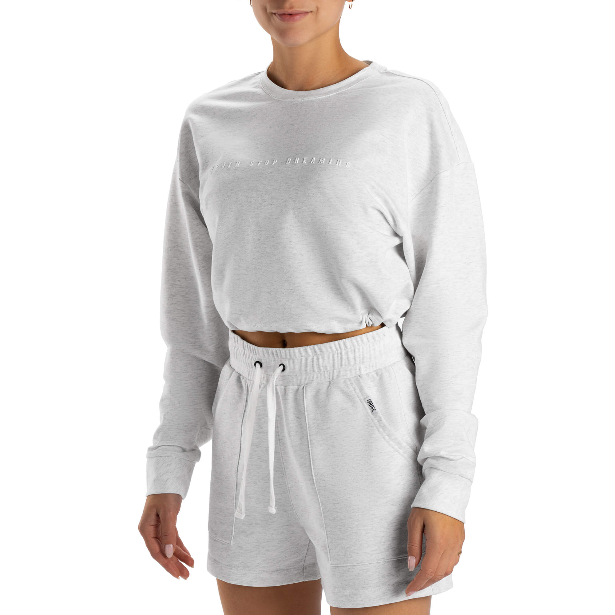 Cozy Crop Crewneck - White Marl