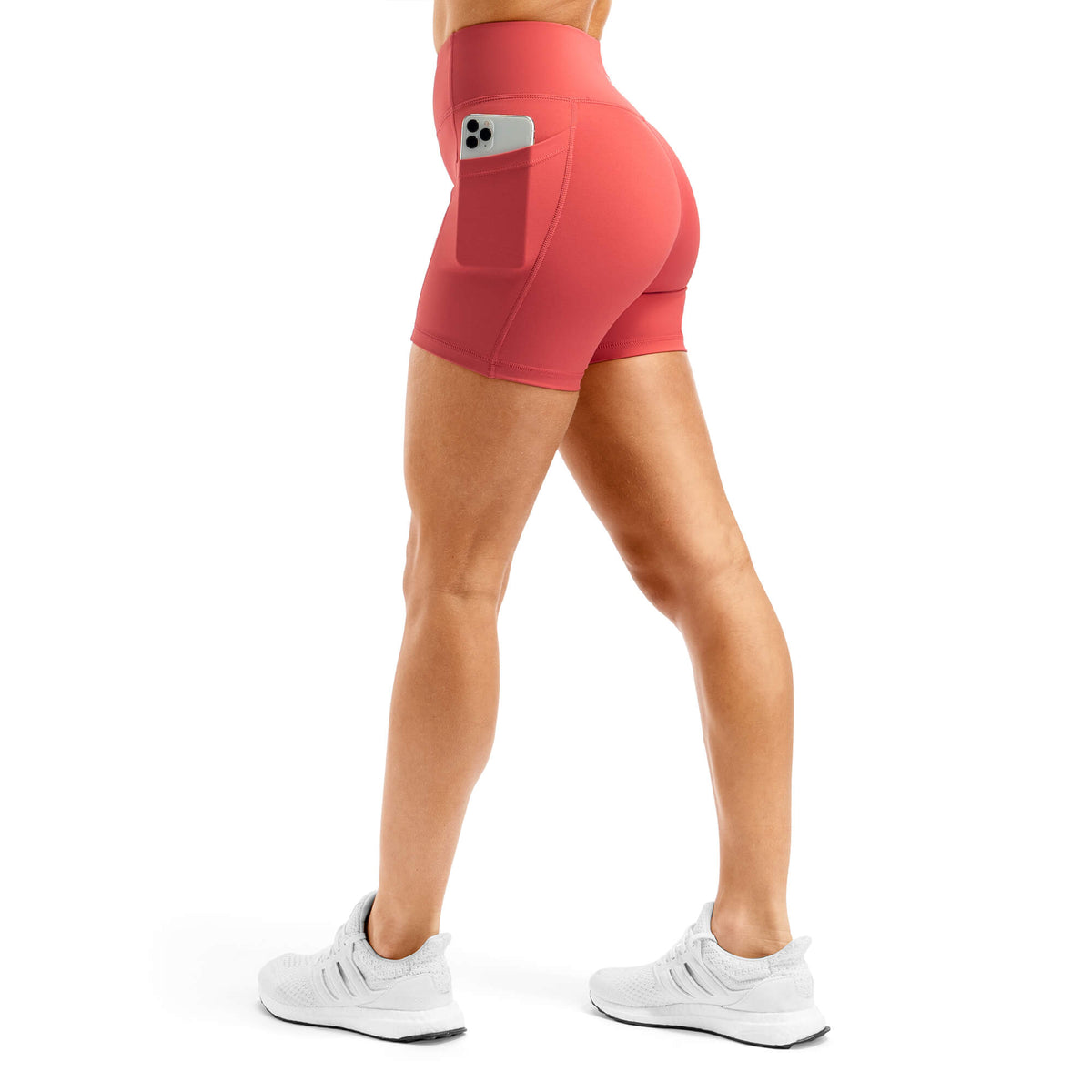 Arsenal High-Waisted Pockets Shorts - Coral